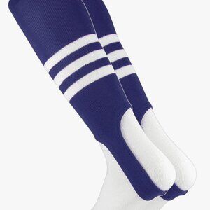 TCK Baseball Knee High Stirrups (300B, 7in) Navy with White Stripes Large Mens
